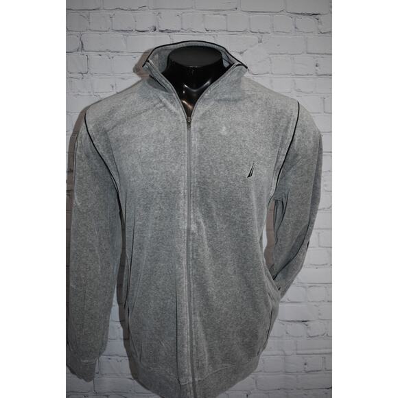 Nautica Velour Athletic Jacket Mens Size Large Y2K Style Hip Hop Polyester Blend - Picture 1 of 9